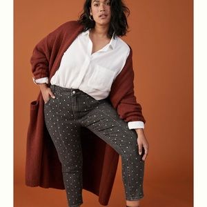 Pilcro High-Rise Beaded Straight Jeans - 16W (NWT)